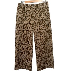 JODIFL Leopard Print Wide Leg Trousers Fall Animal Print Elastic in Back Sz M